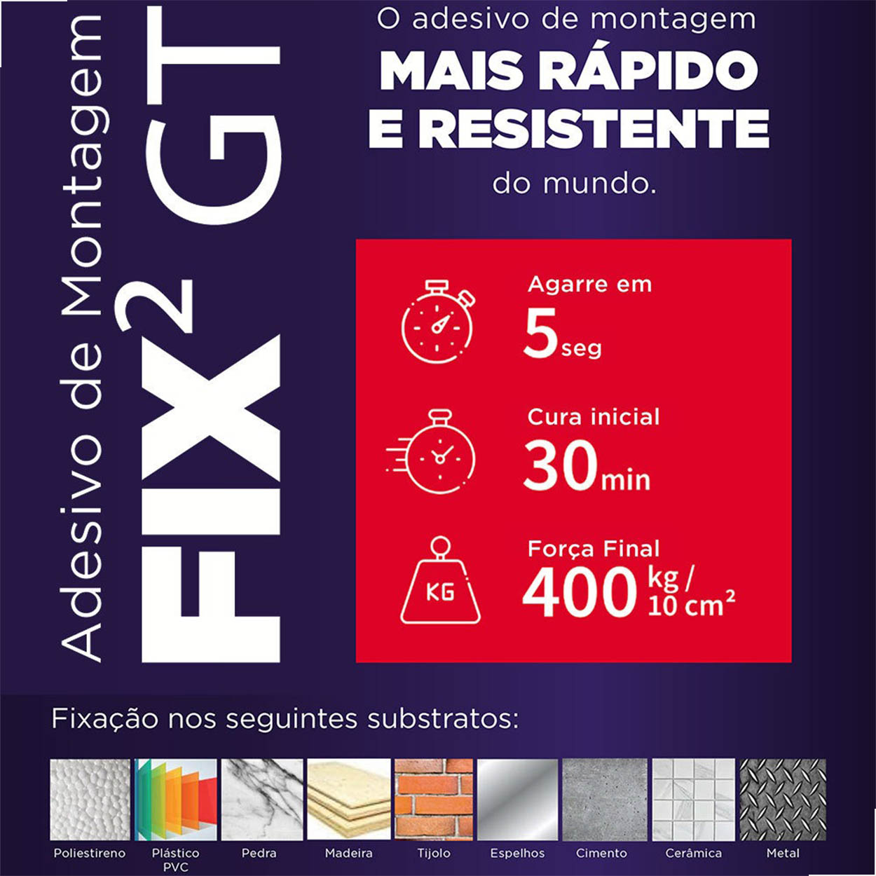Adesivo Cola Ultra Forte Rápida Fix2 Gt Tytan 423G Kit 6 un