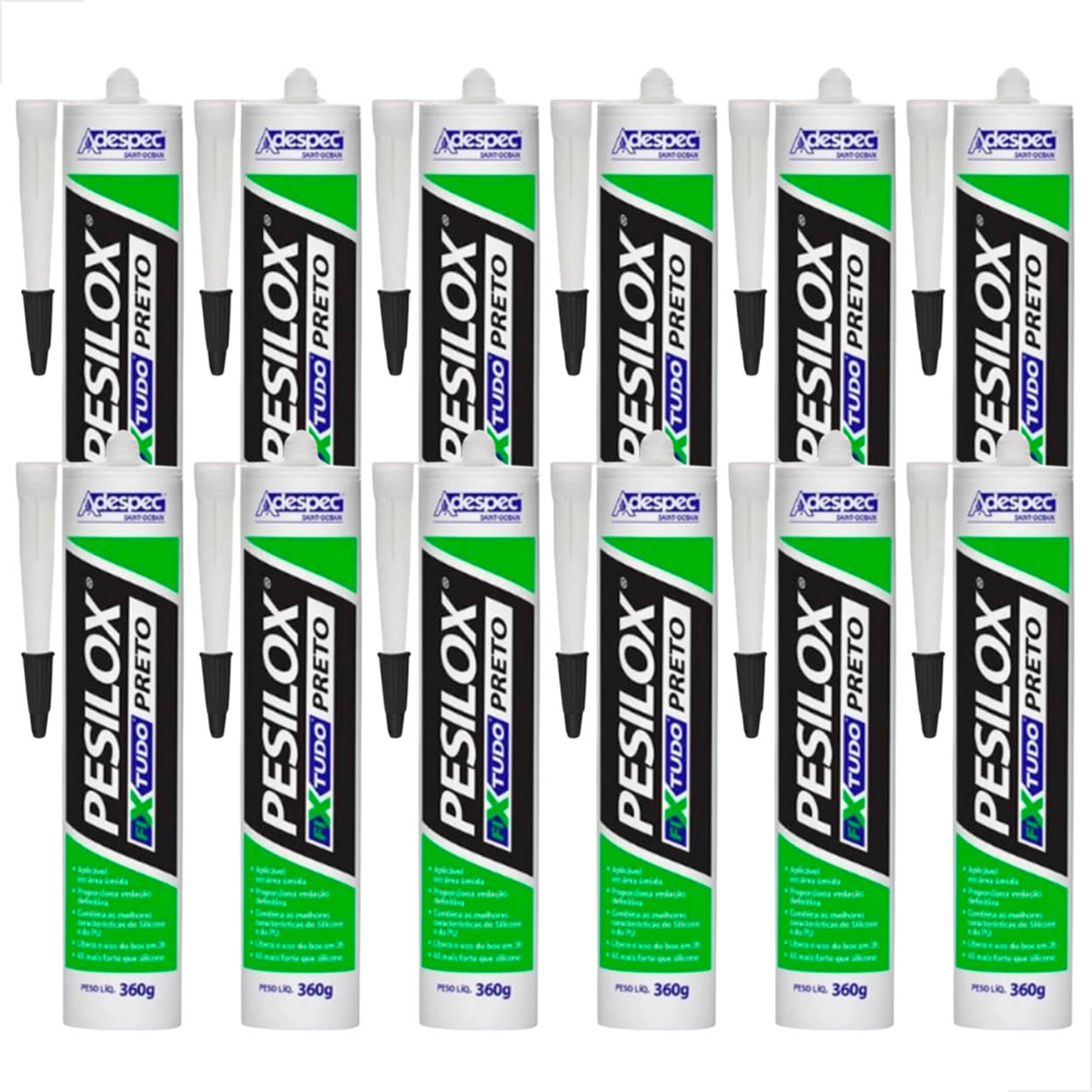 Adespec Pesilox Preto 360g 12 Unidades