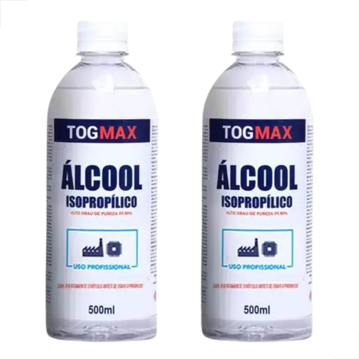Álcool Isopropilico 99,80% Togmax 500Ml 2 Unidades Vidros