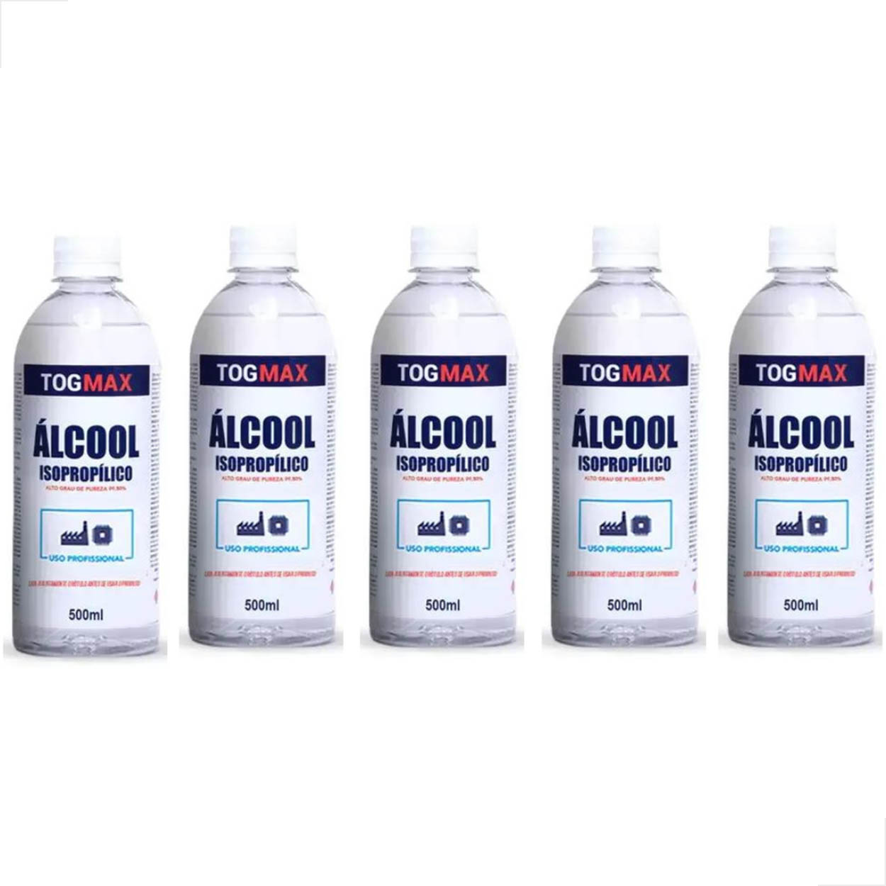 Álcool Isopropilico 99,80% Togmax 500Ml 5 Unidades Vidros
