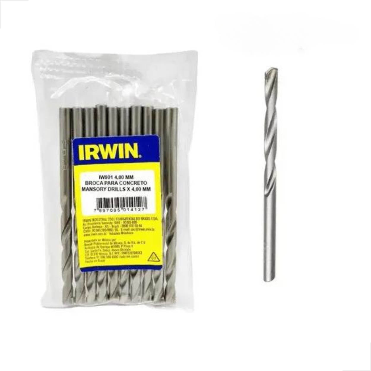 Broca Videa Irwin 4,0-5/32 C/ 10 Unidades Concreto Inox