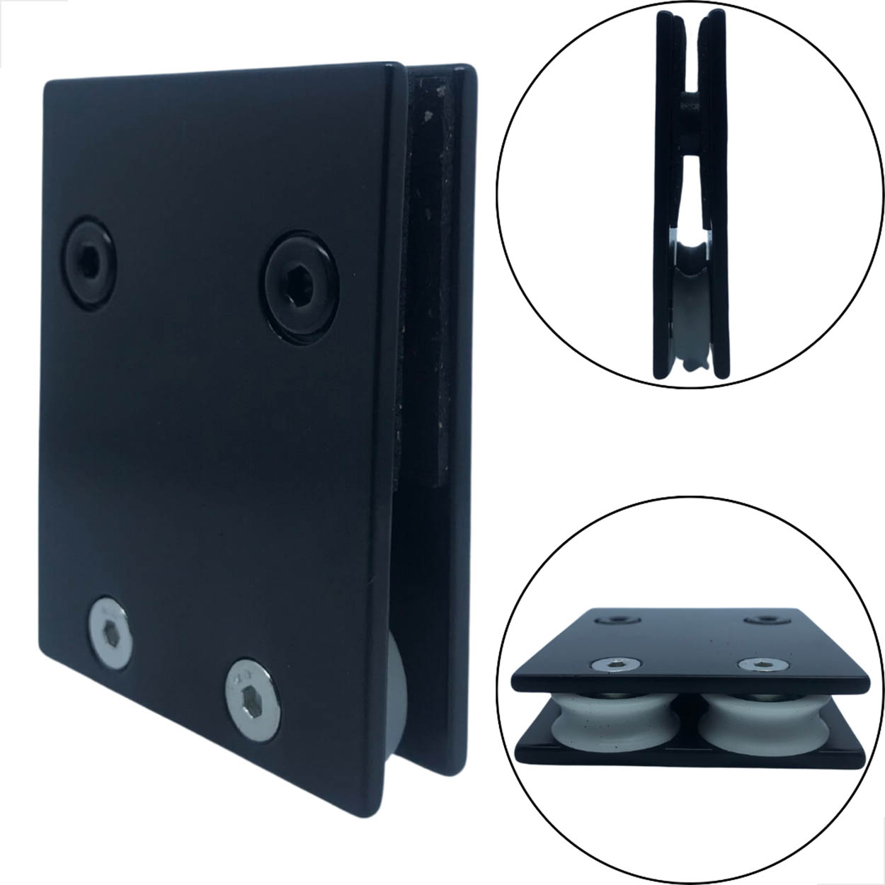 Carrinho Duplo P/ Trilho Invertido Concava 1126Dcp Preto