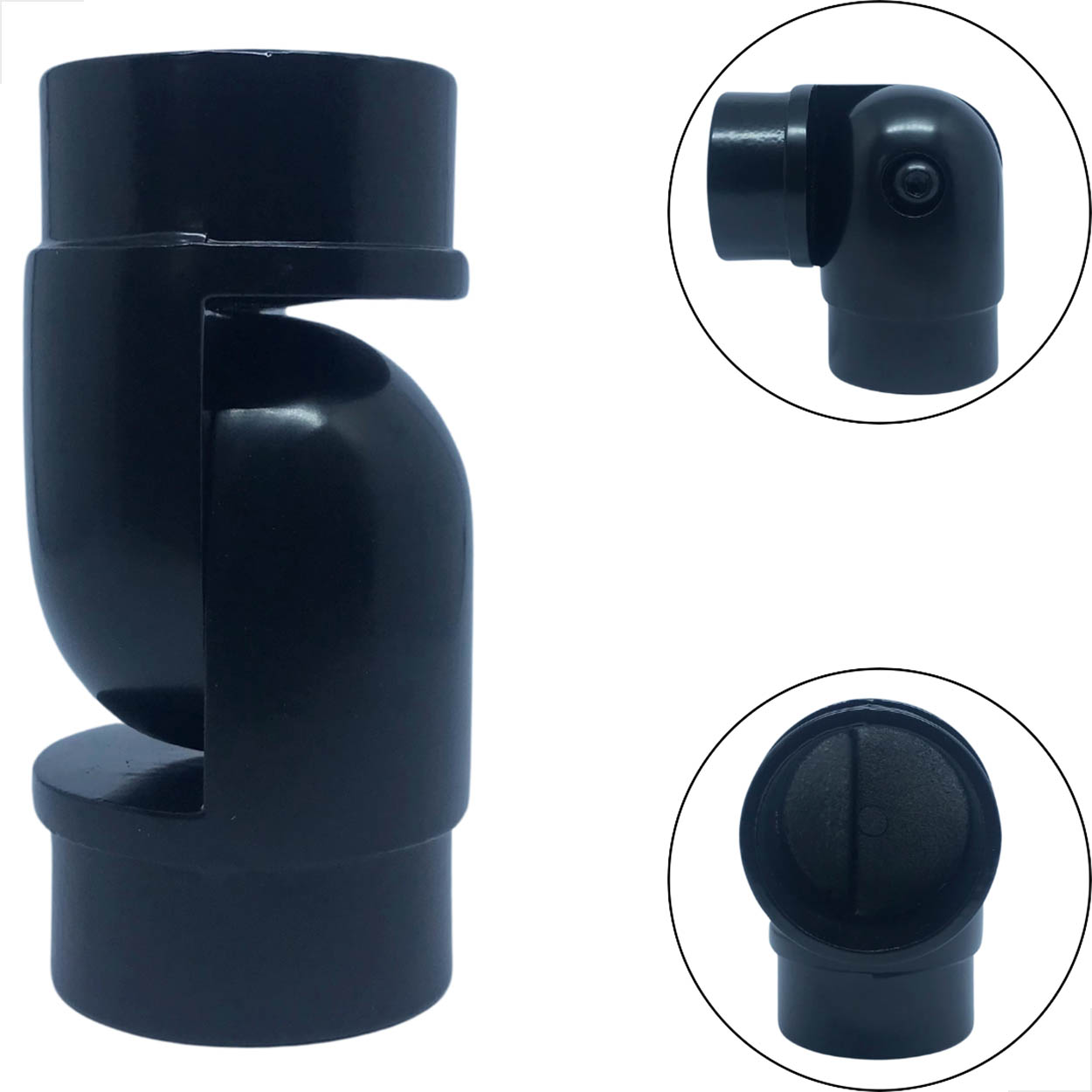 Cotovelo Articulado Tubo De 2 Corrimão Guarda Corpo Preto