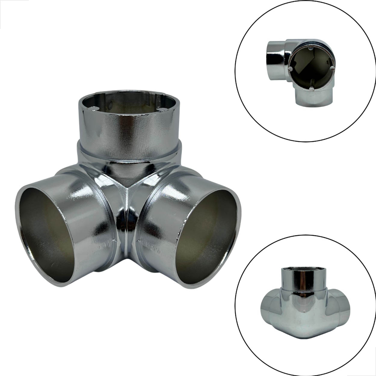 Cotovelo Triplo Fixo Aluminio 2 Pol Guarda Corpo Corrimão