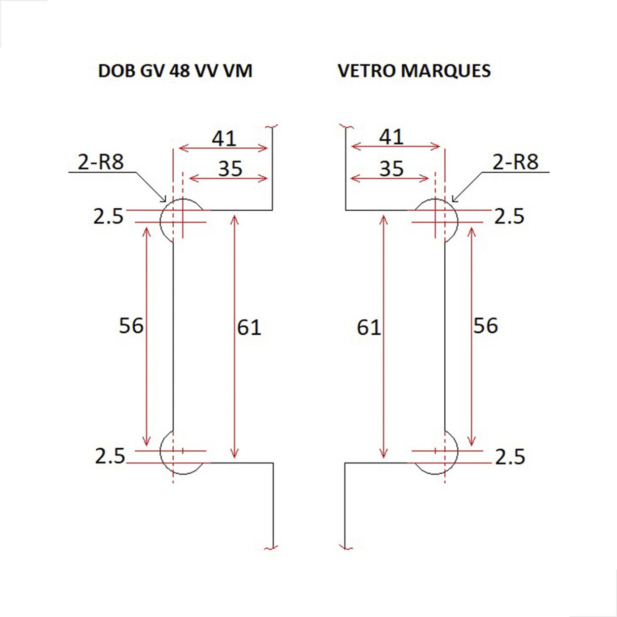 Dobradiça Inox GV48 Vidro/Vidro Porta Box de Vidro Branco