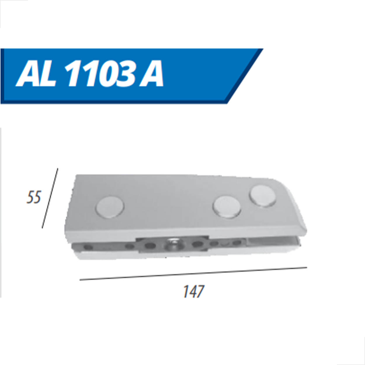 Dobradiça Porta De Vidro Inferior Pivotante Al1103A - Fosco