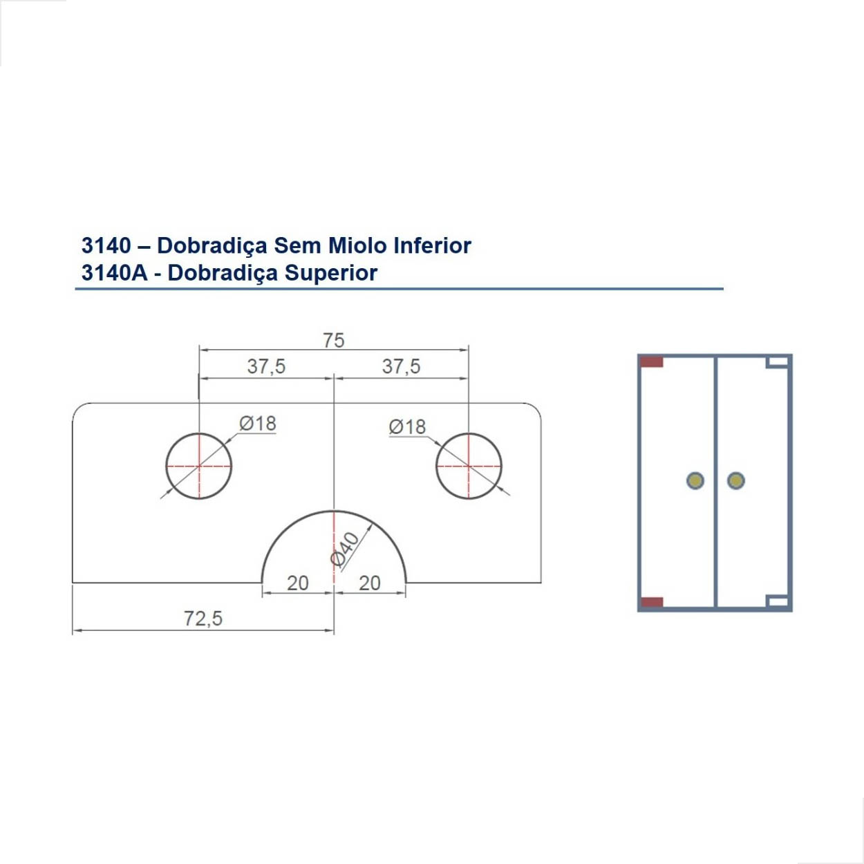 Dobradiça Sem Miolo Com Pino P/ Porta De Vidro 3140 Bronze