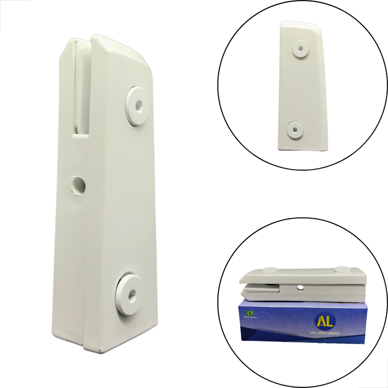 Dobradiça Superior Sem Pino Porta De Vidro Al1101A - Branco