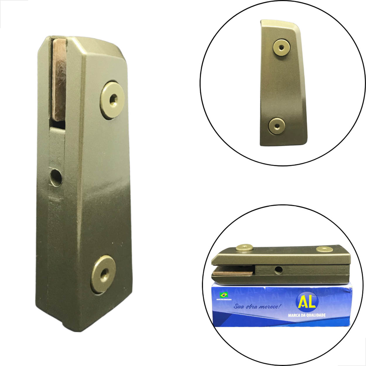 Dobradiça Superior Sem Pino Porta De Vidro Al1101A - Bronze