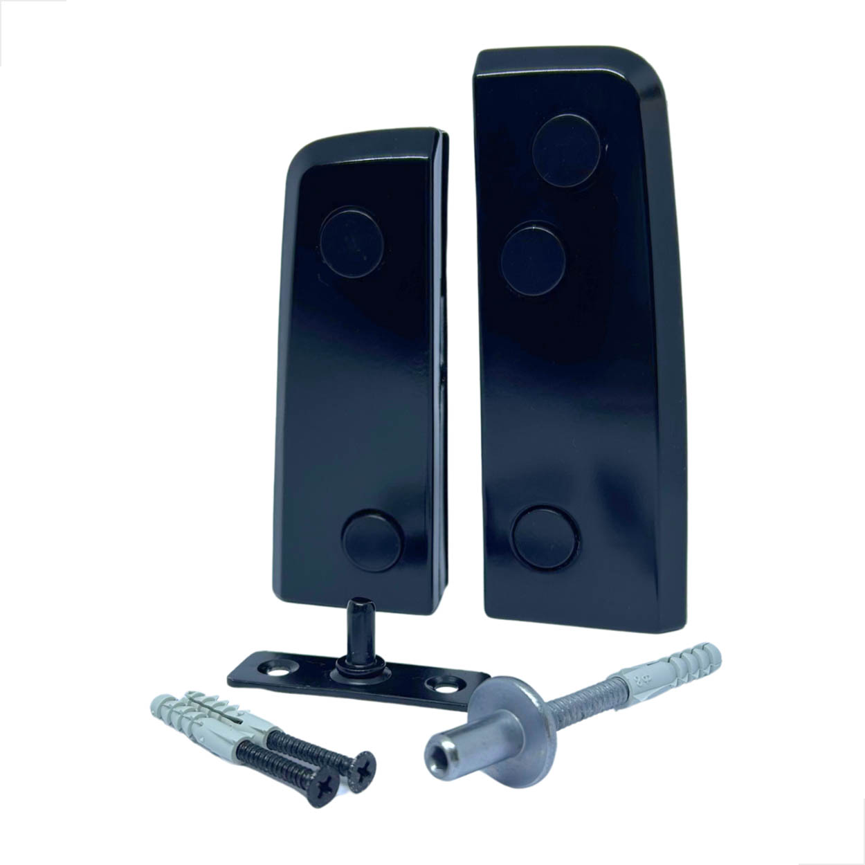 Dobradiças Inferior Superior e Buchas Porta Pivotante Preto