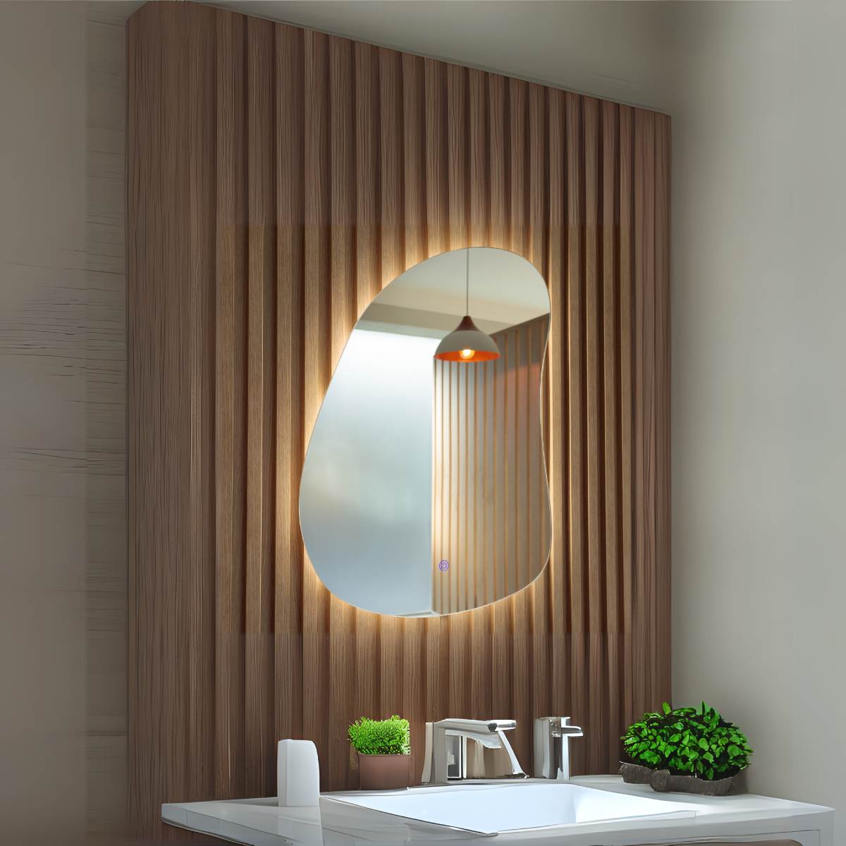 Espelho Organico Blossom Com Led Padrão 560 x 735 De Parede