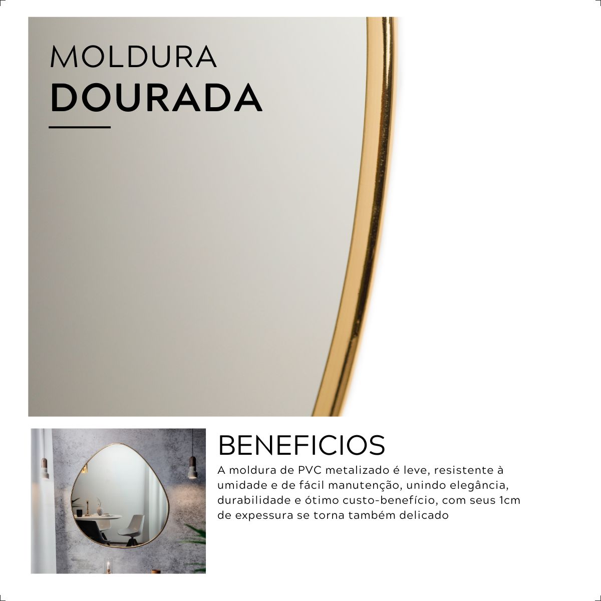 Espelho Organico Flora Com Moldura 920 x 970 Dourada