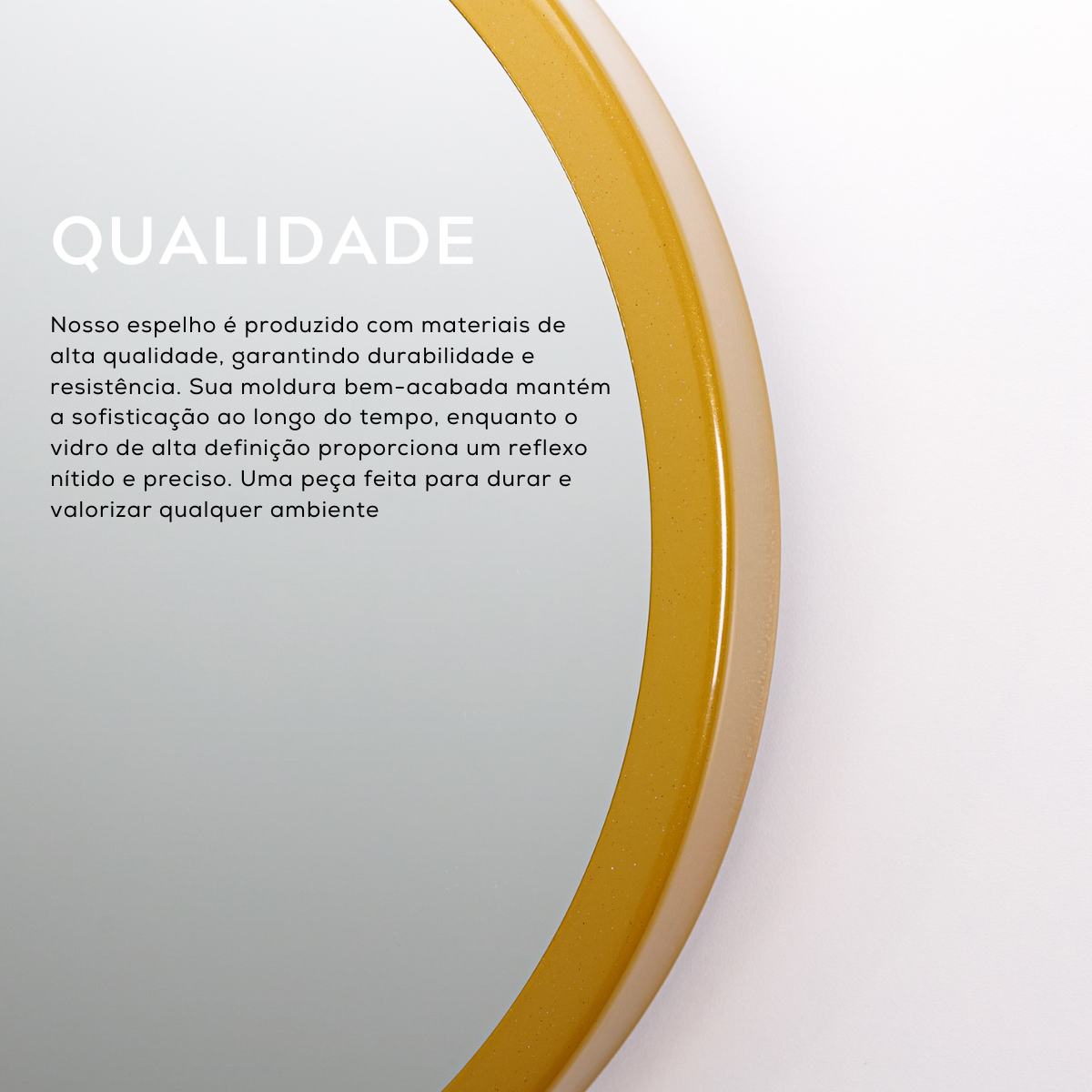 Espelho Redondo Com Moldura Aro Decorativo 30cm Dourado Gold