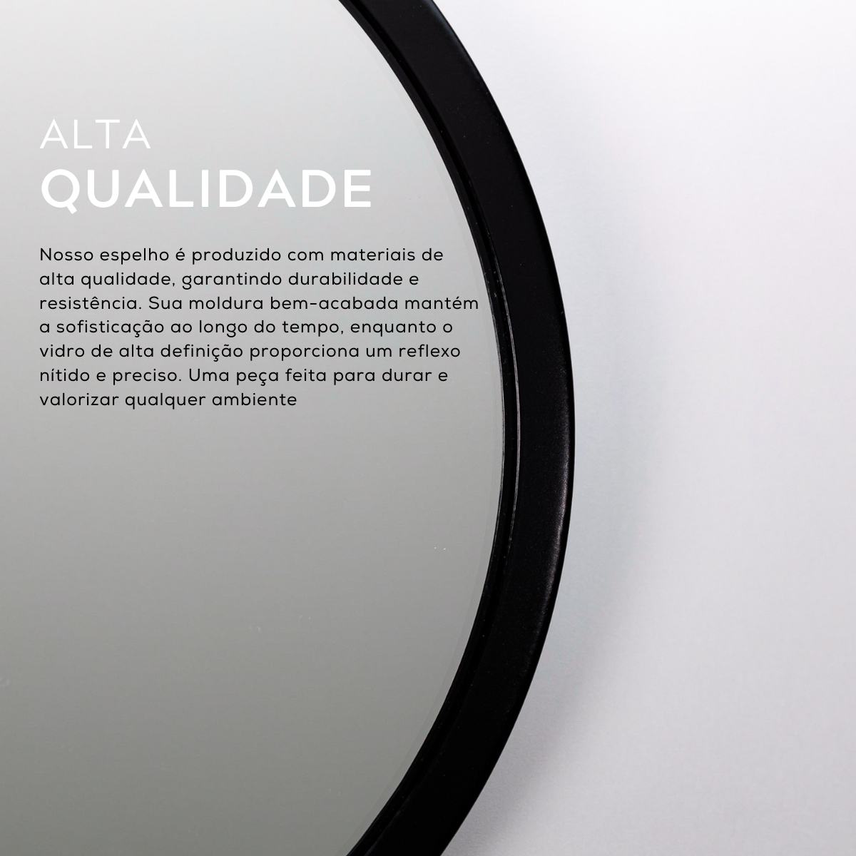 Espelho Redondo Com Moldura Aro Decorativo 30cm Preto