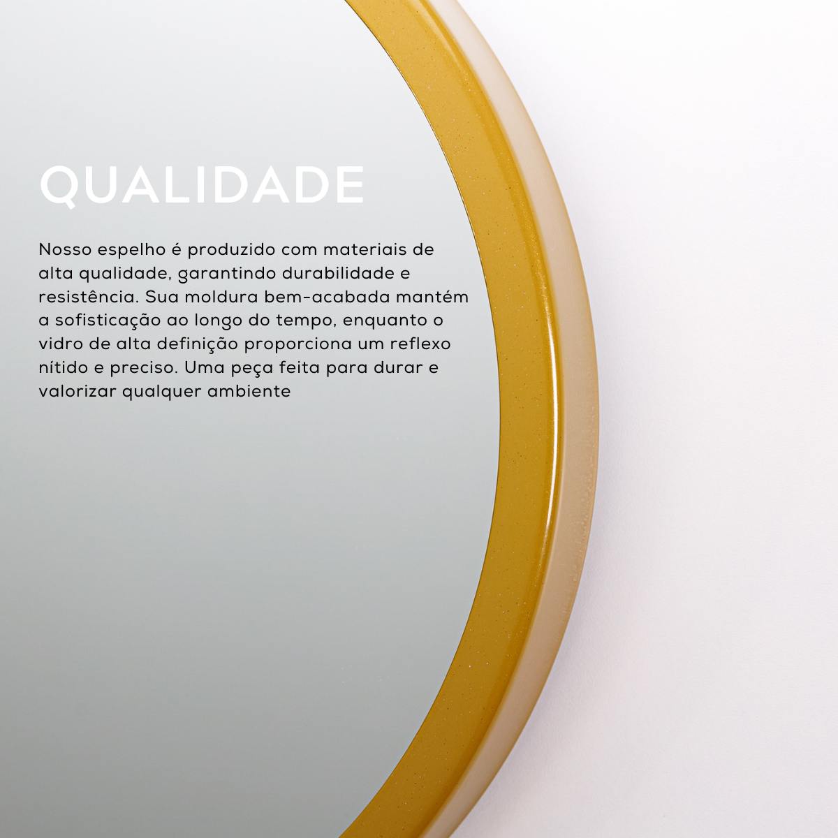 Espelho Redondo Com Moldura Aro Decorativo 50cm Dourado Gold