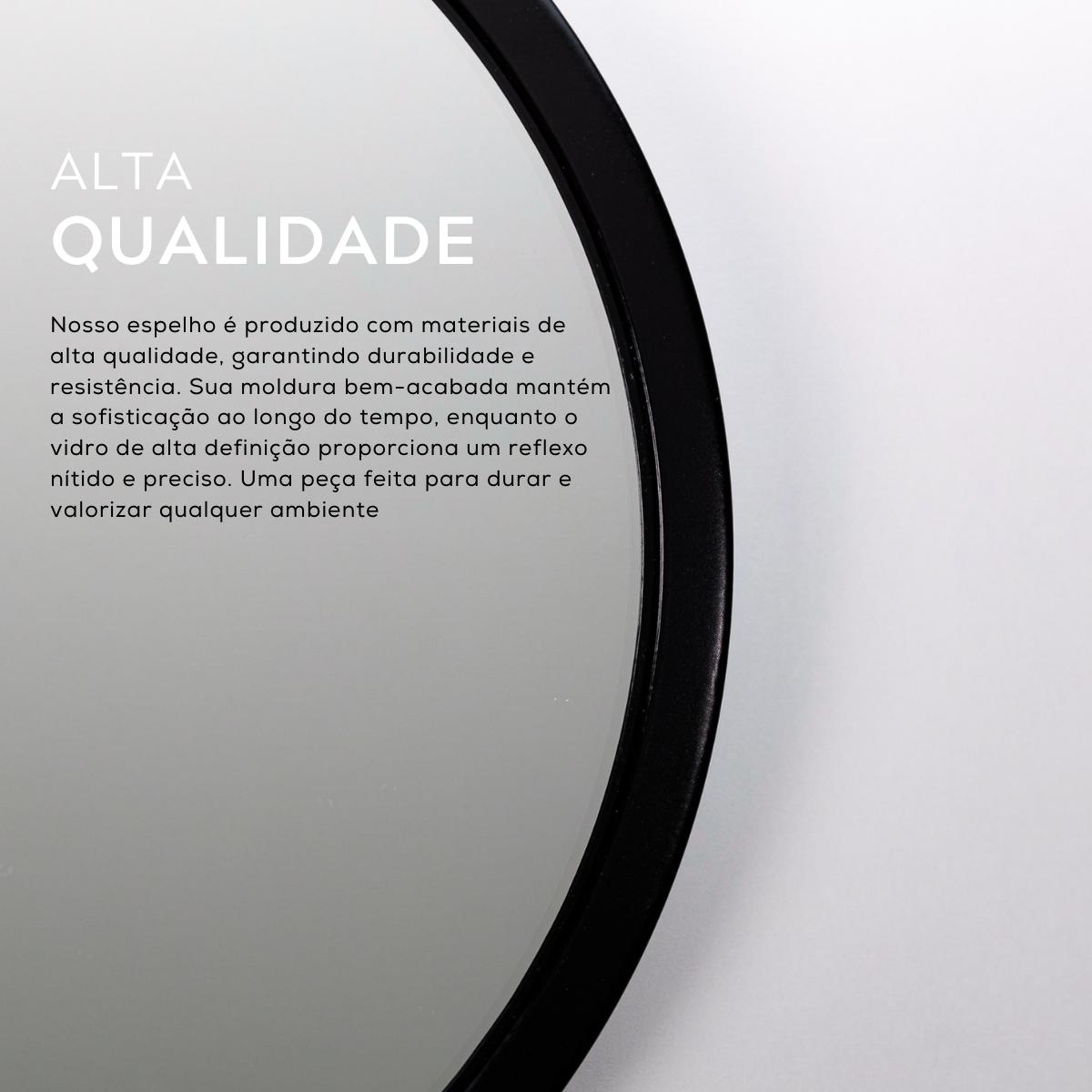 Espelho Redondo Com Moldura Aro Decorativo 50cm Preto