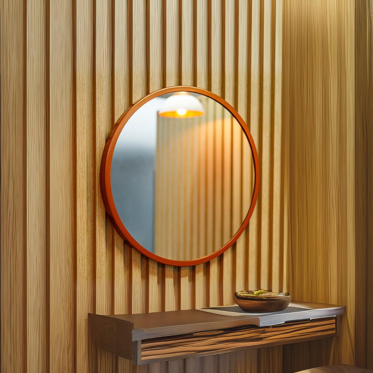 Espelho Redondo Com Moldura Aro Decorativo 80cm Rose Gold