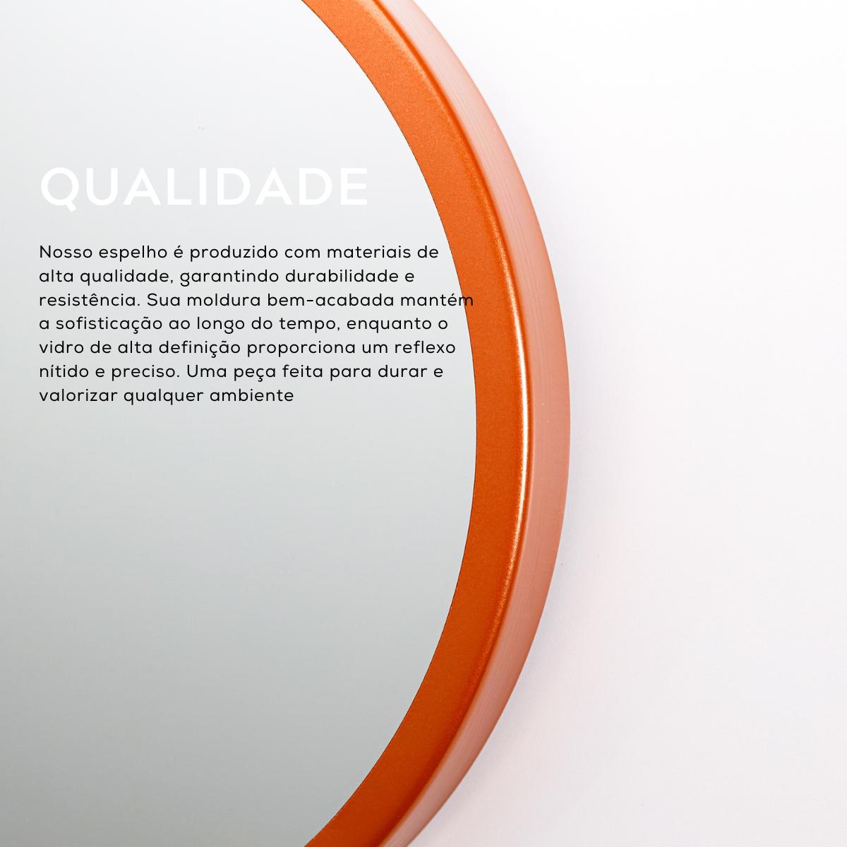 Espelho Redondo Com Moldura Aro Decorativo 80cm Rose Gold