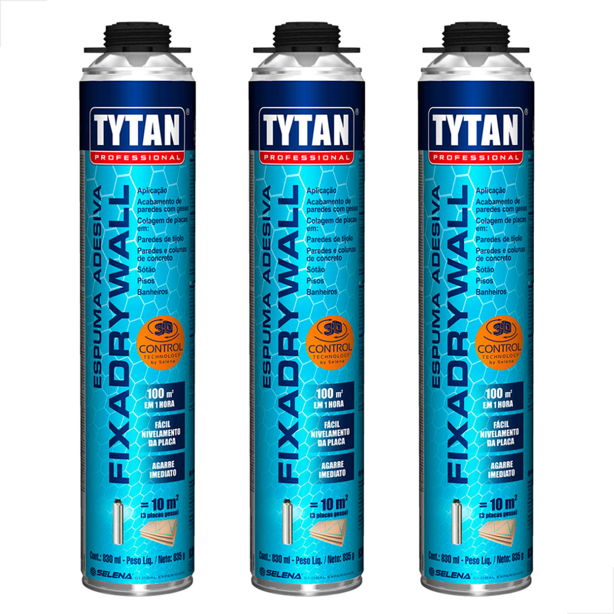 Espuma Adesiva Fixa Dry Wall 830ml/850g 3 Unidades