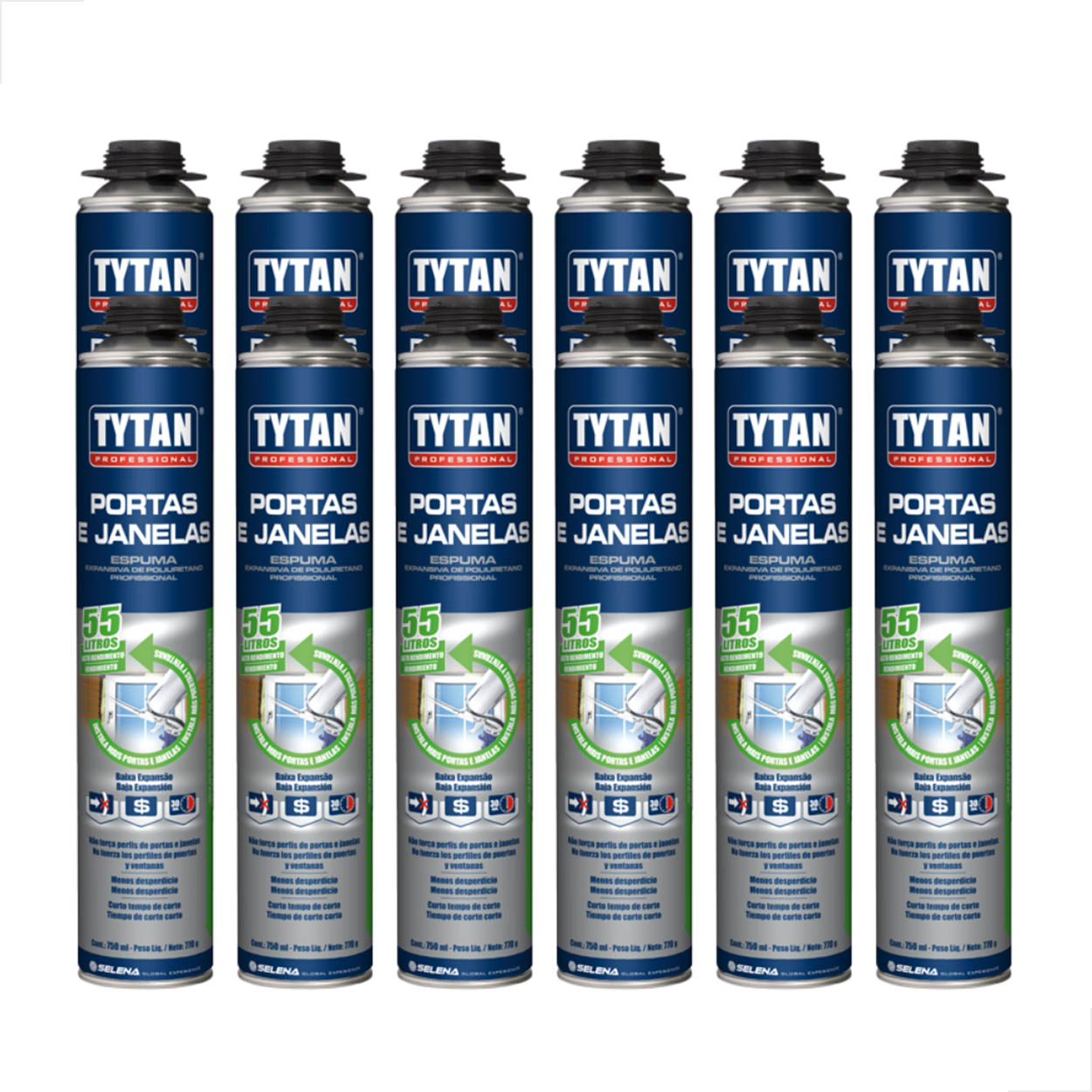 Espuma Expansiva Tytan Portas E Janelas 770g 750ml Kit 12 Un