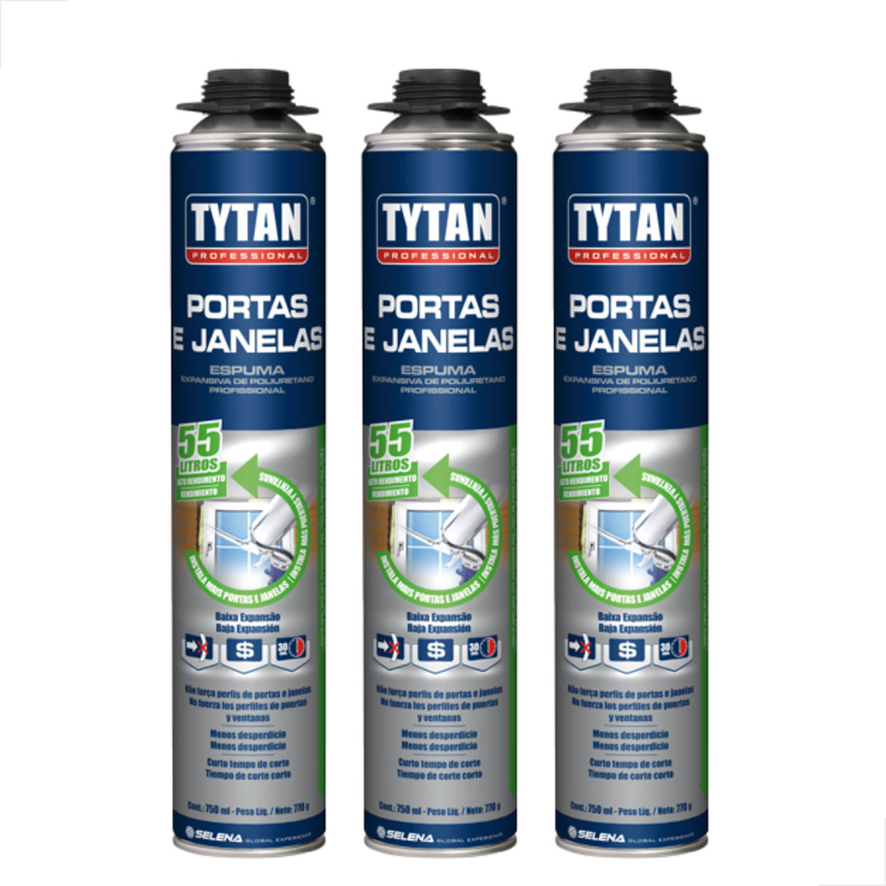 Espuma Expansiva Tytan Portas E Janelas 770g 750ml Kit 3 Un