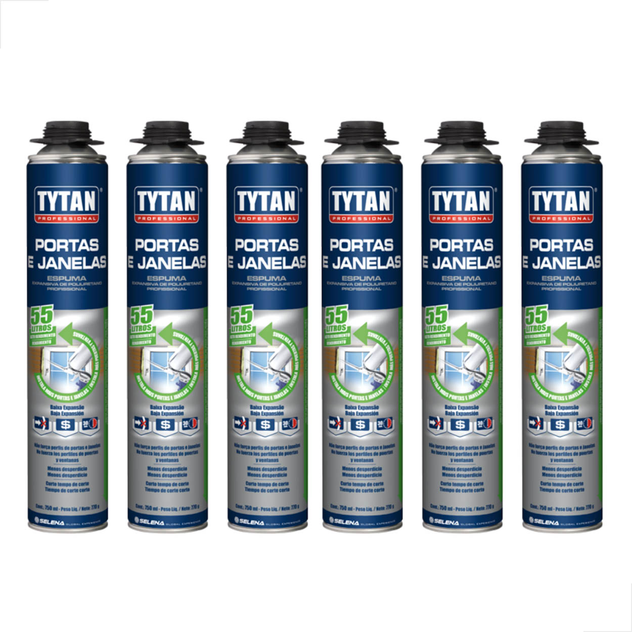 Espuma Expansiva Tytan Portas E Janelas 770g 750ml Kit 6 Un