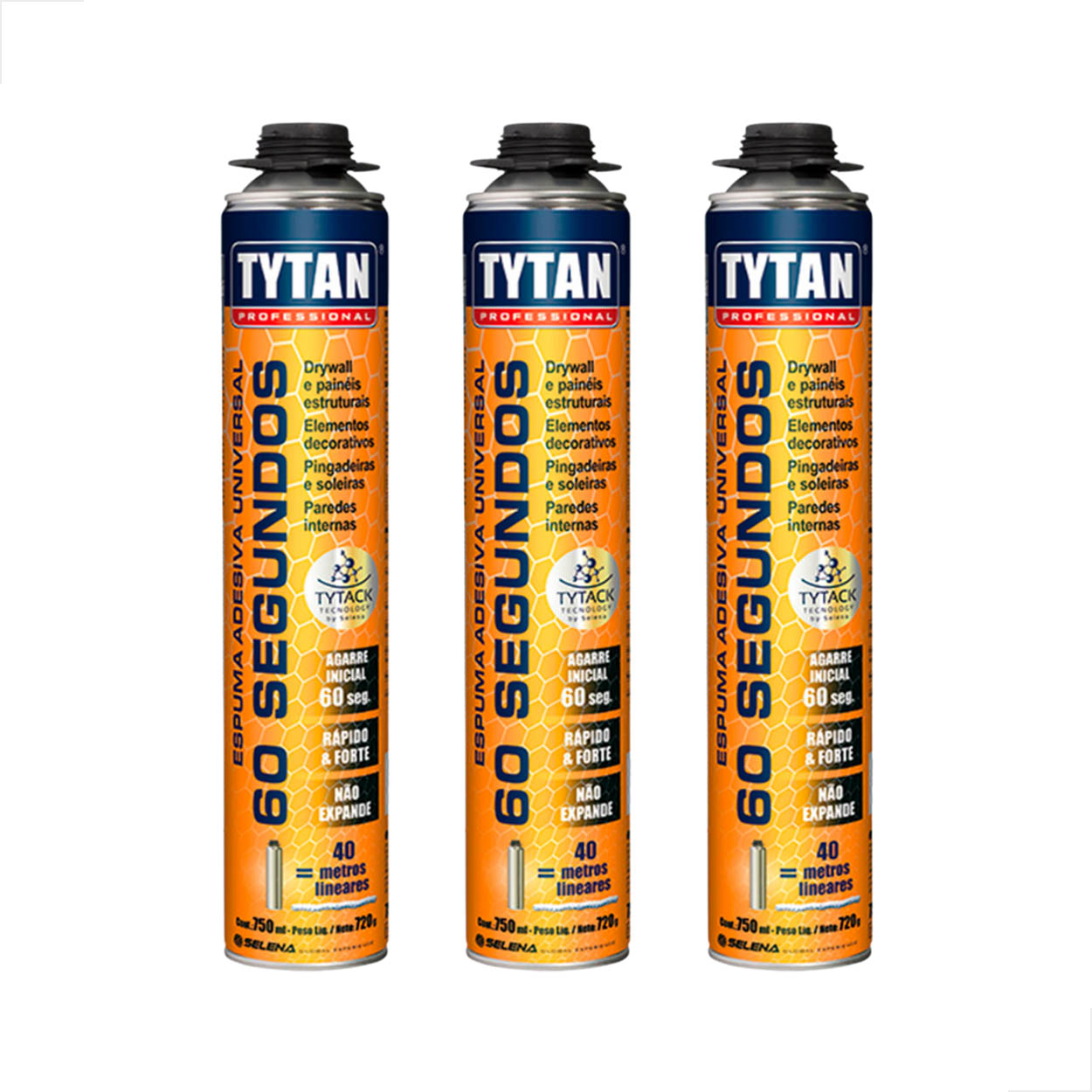 Espumas Adesiva Universal 60 Segundos 720g/750ml 3 Uni