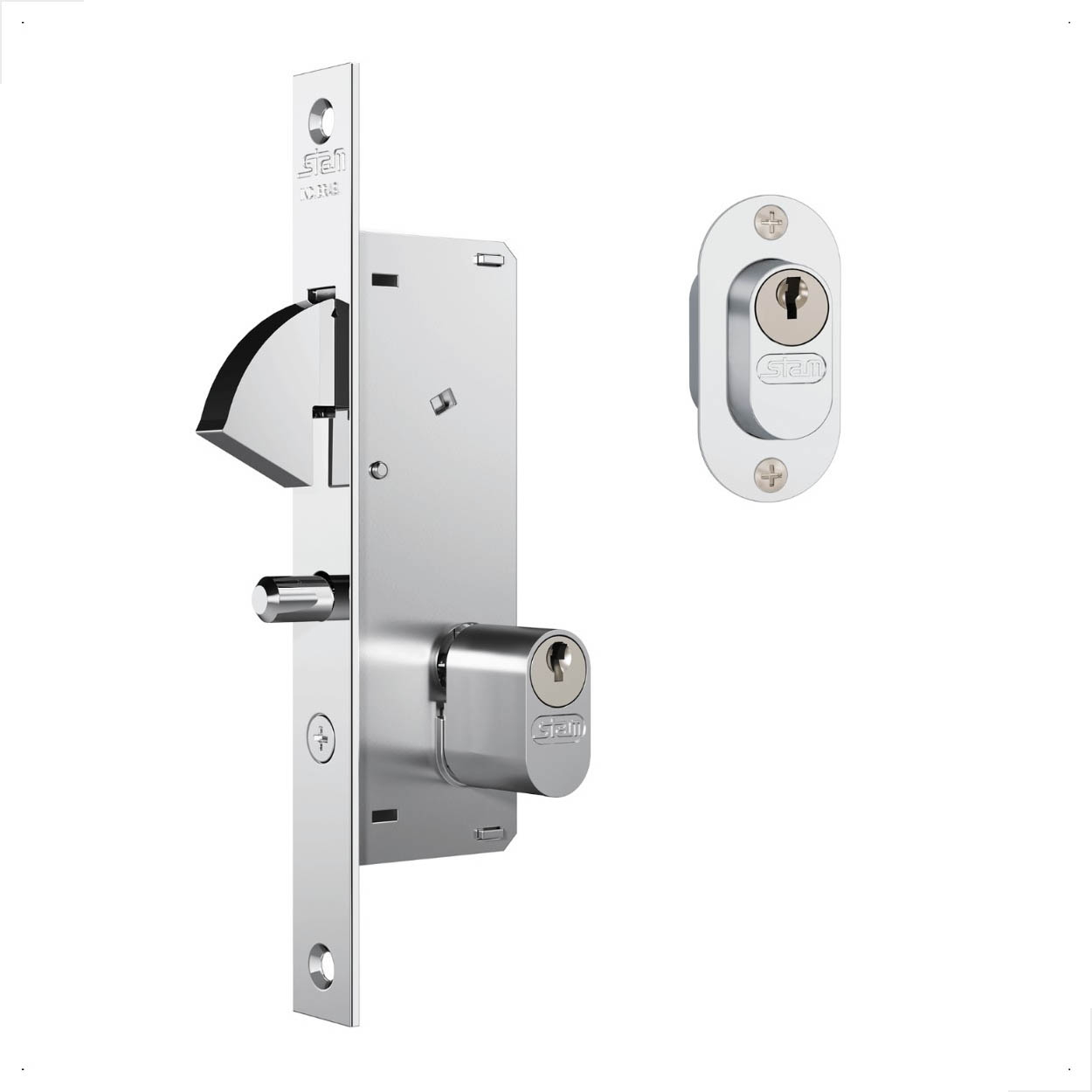 Fechadura Bico Papagaio Porta Correr 940 Espelho Inox Stam