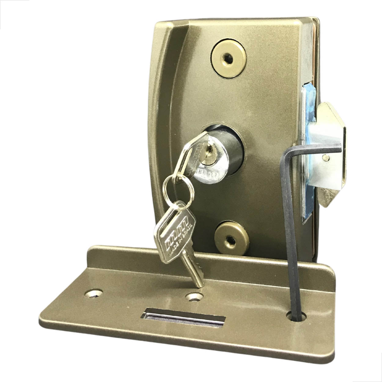 Fechadura Blindex Porta Vidro Correr 3530 Va Completa Bronze