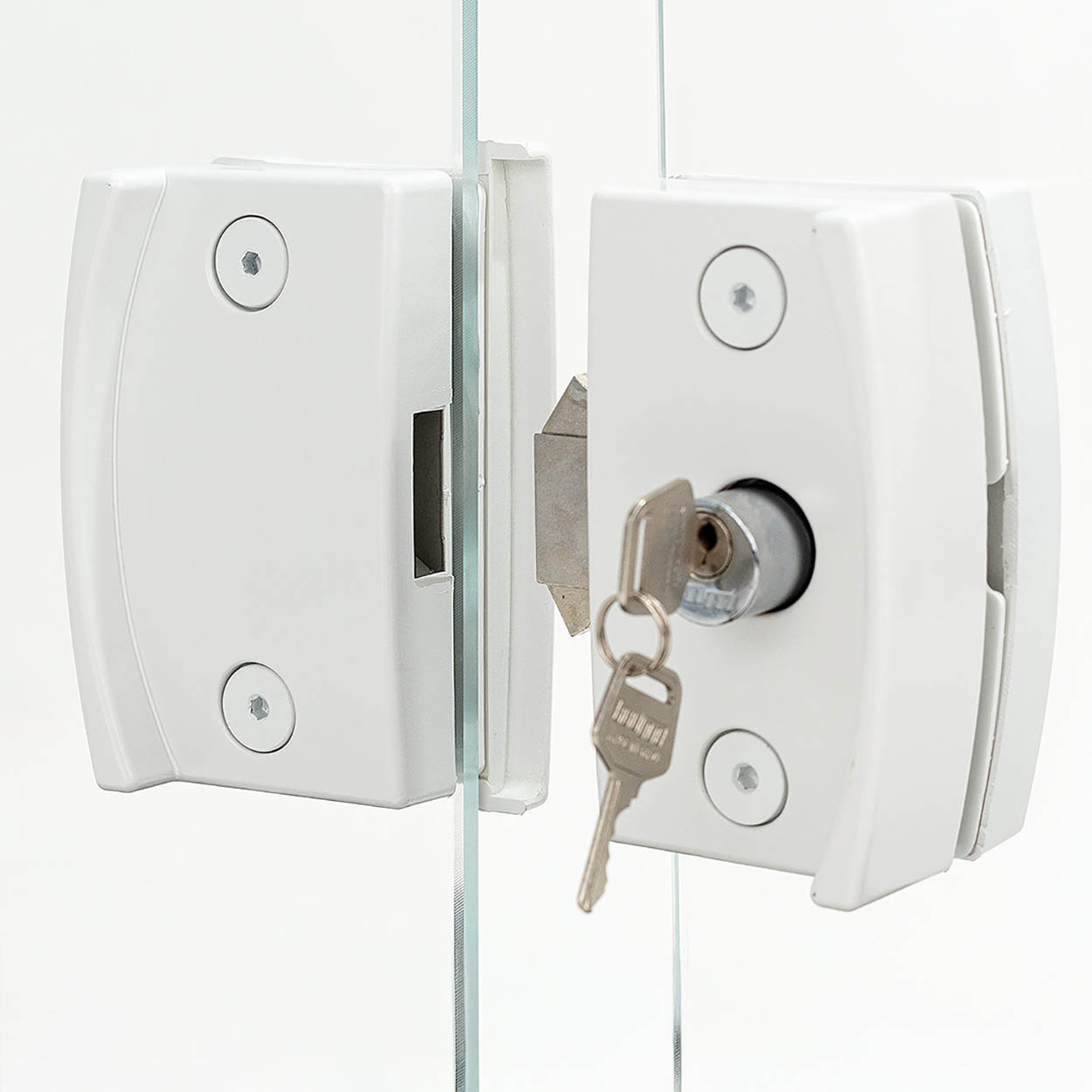 Fechadura Blindex Porta Vidro Correr 3530 Vv Completa Branco