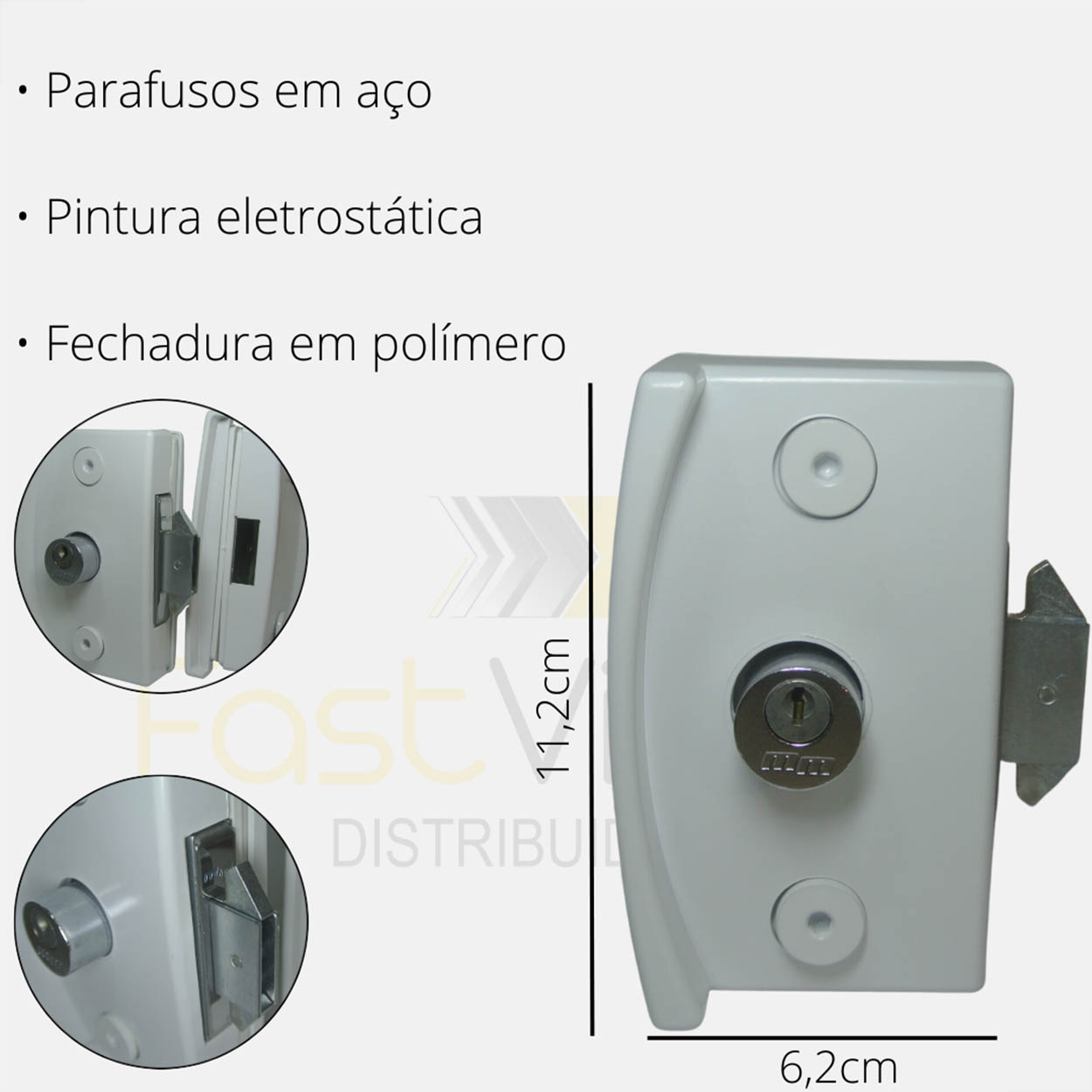 Fechadura Blindex Porta Vidro Correr 3530 Vv Completa Fosco