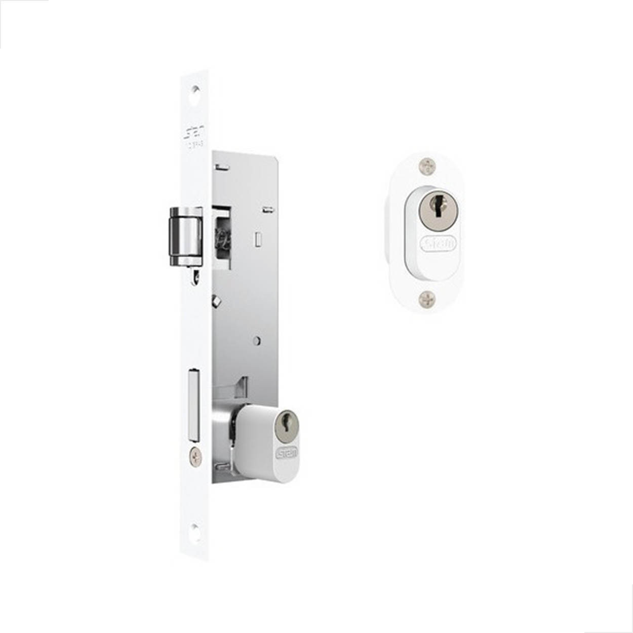 Fechadura Porta Pivotante Trinco Rolete Stam 601 Branco