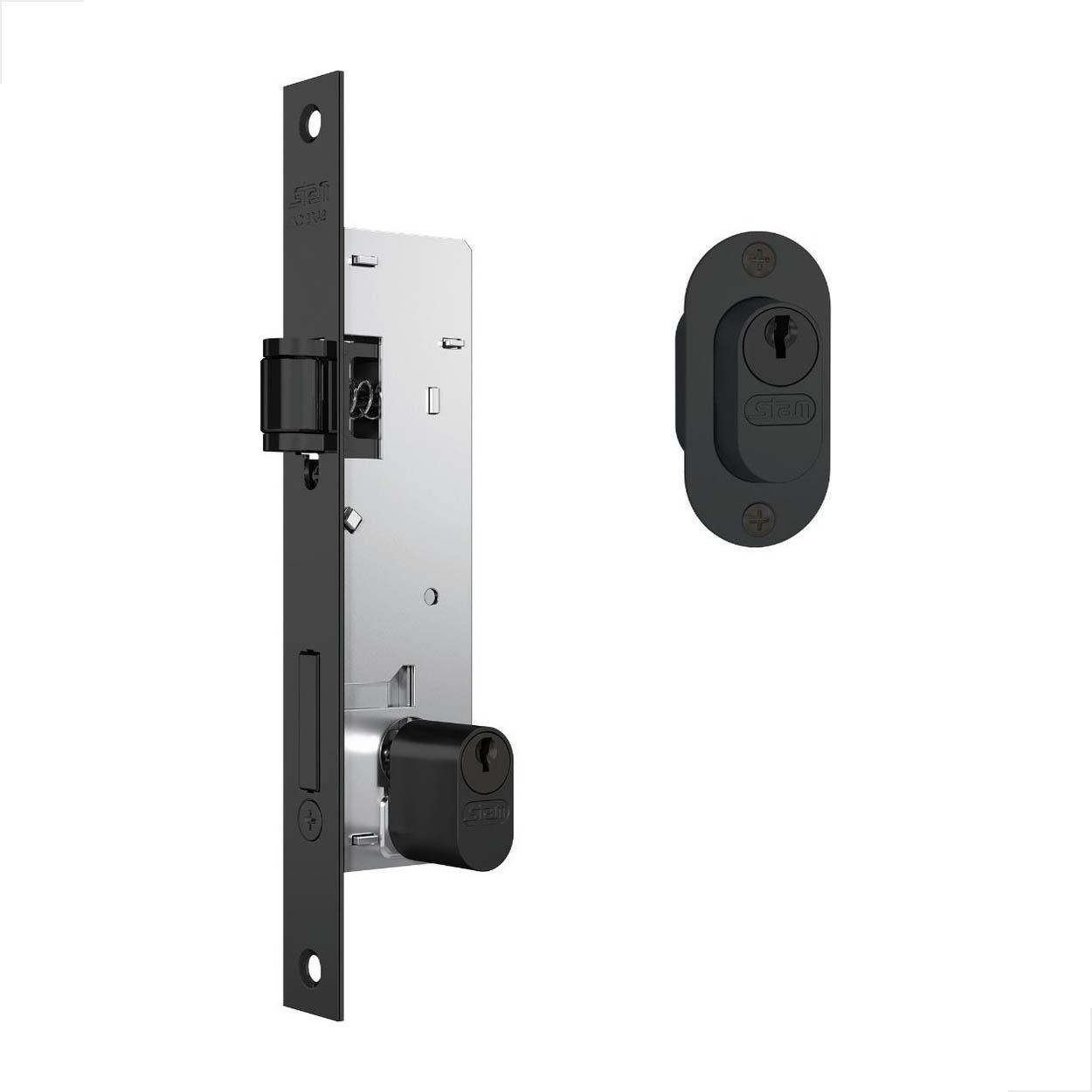 Fechadura Porta Pivotante Trinco Rolete Stam 601 Preto