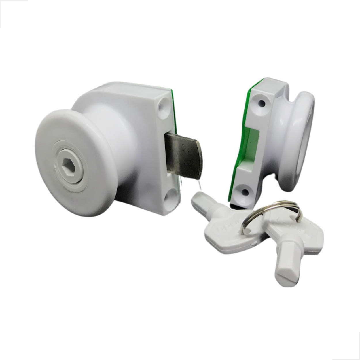 Fechadura Pressão Fechamento Sacada Vidro/vidro 10mm Branco
