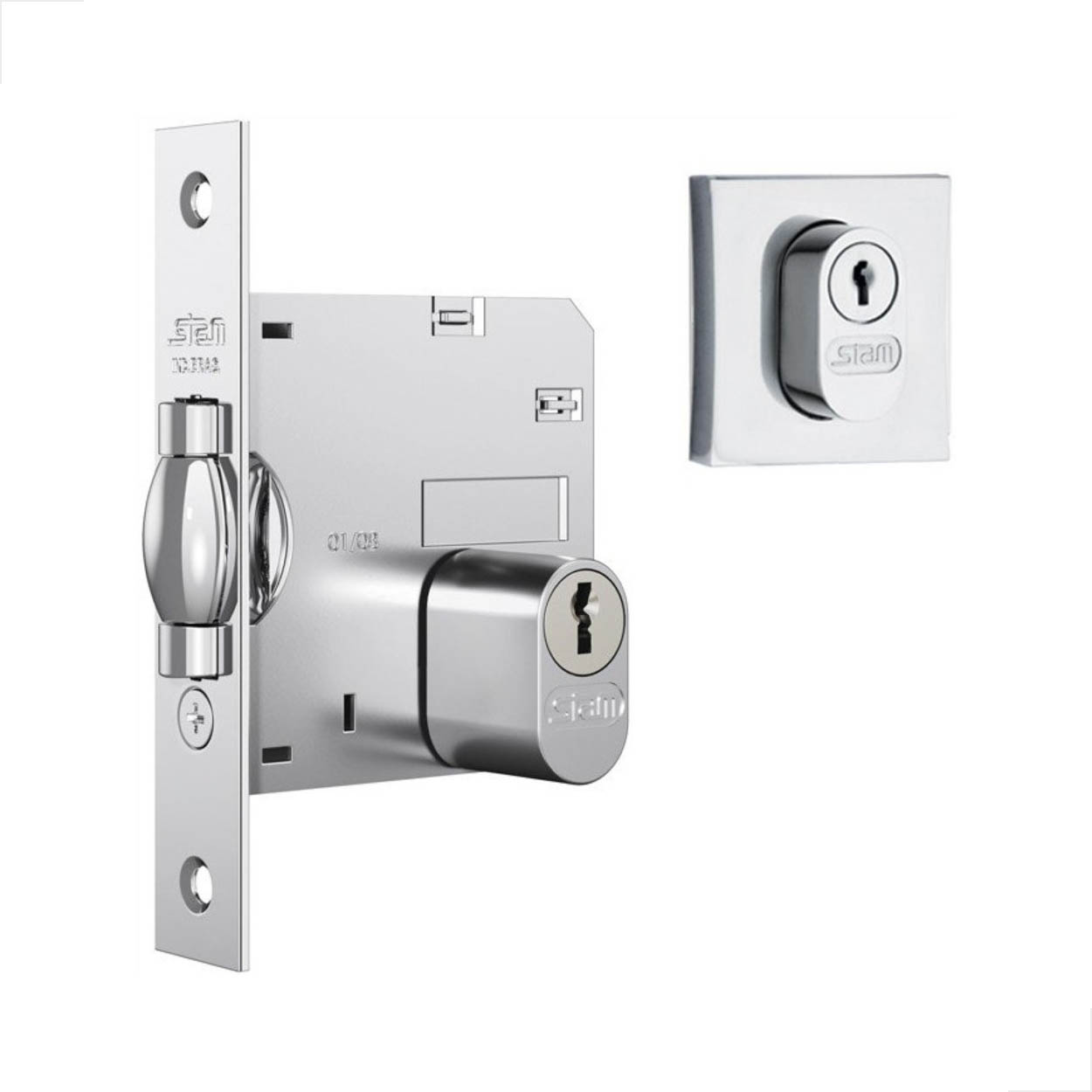 Fechadura Rolete Stam 1005 Porta Pivotante Roseta Quadrada