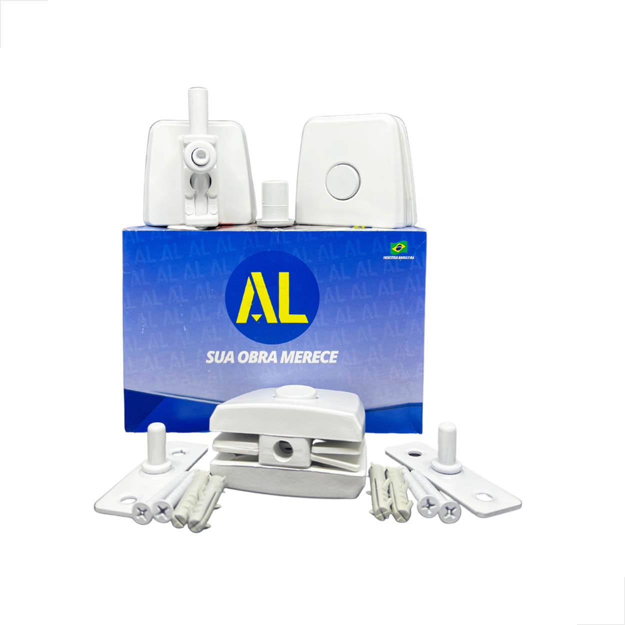 Kit02 AL Janela Pivotante Vidro Alvenaria Blindex - Branco