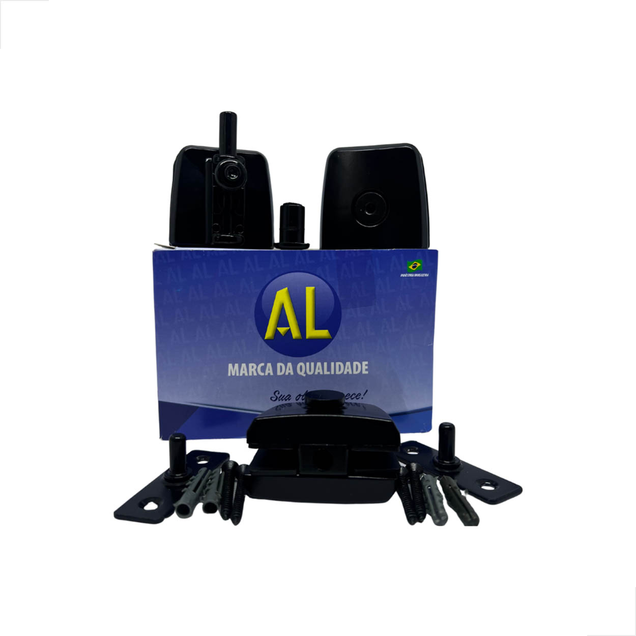 Kit02 AL Janela Pivotante Vidro Alvenaria Blindex - Preto