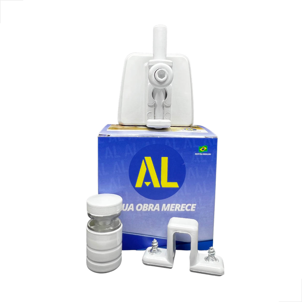 Kit04 AL Janela Correr 2 Folhas C/ Trinco e Puxador - Branco