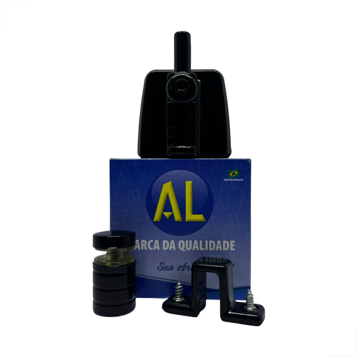 Kit04 AL Janela Correr 2 Folhas C/ Trinco e Puxador - Preto