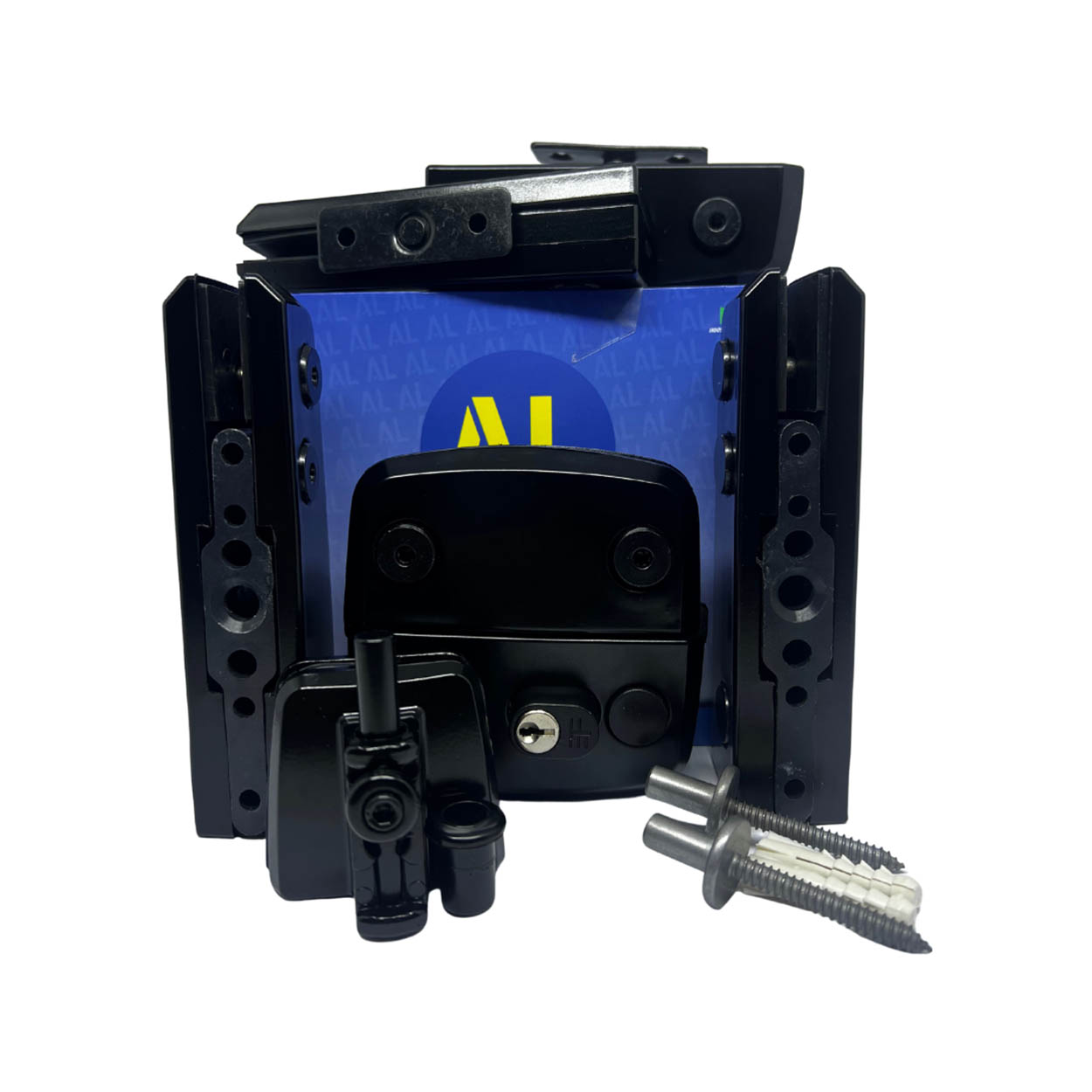 Kit08 Al Porta Dupla Pivotante Vidro Blindex - Preto