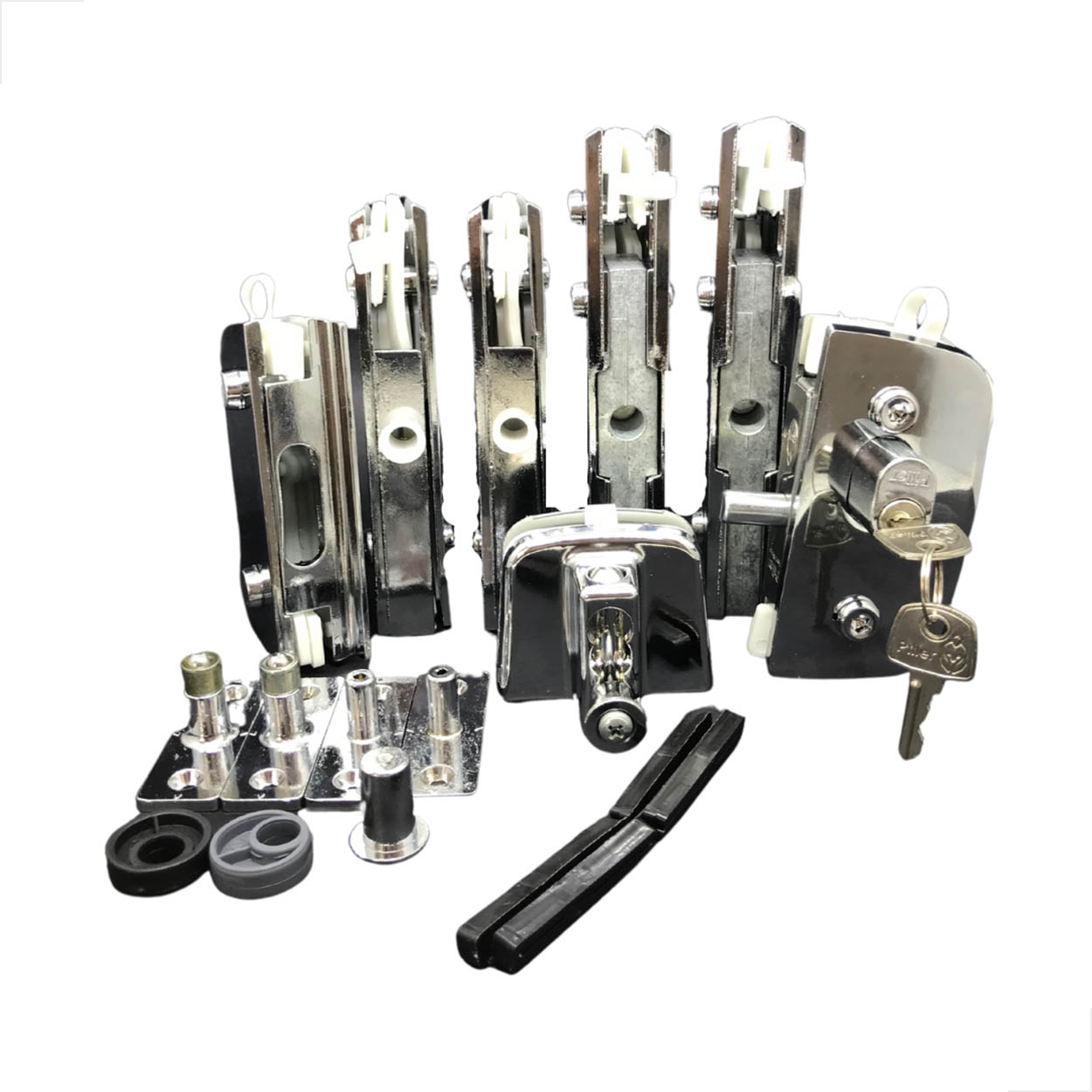 kit08 Porta De Vidro Dupla Pivotante Metal Cromado