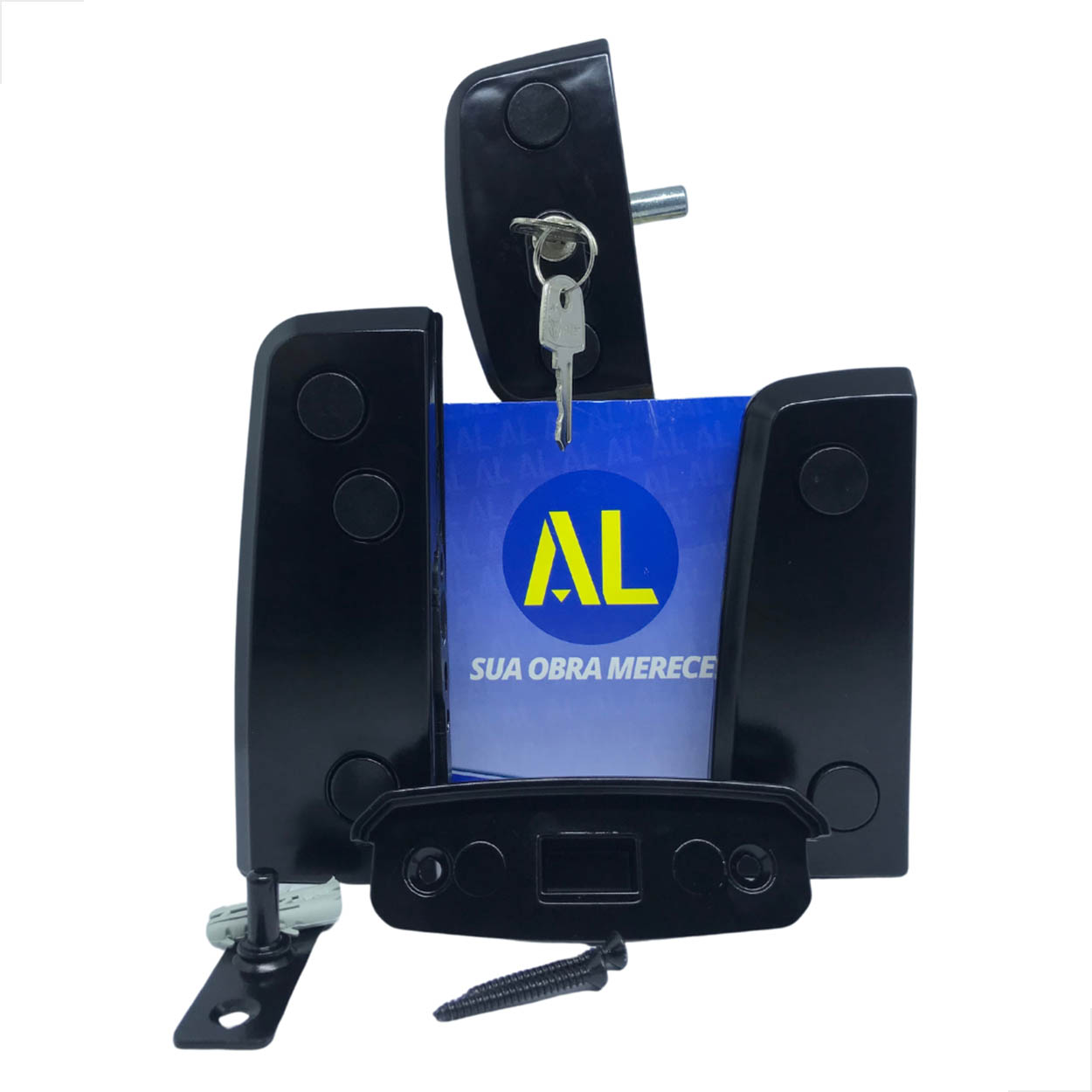 Kit 01 AL Instalação De Porta De Vidro Pivotante V/A - Preto