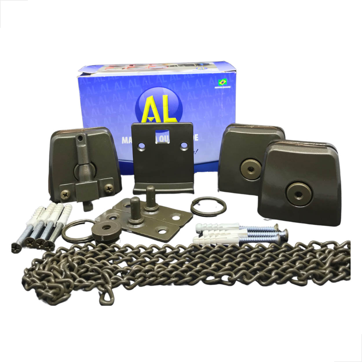 Kit 06 AL Janela Basculante Vidro Alvenaria Polímero Bronze