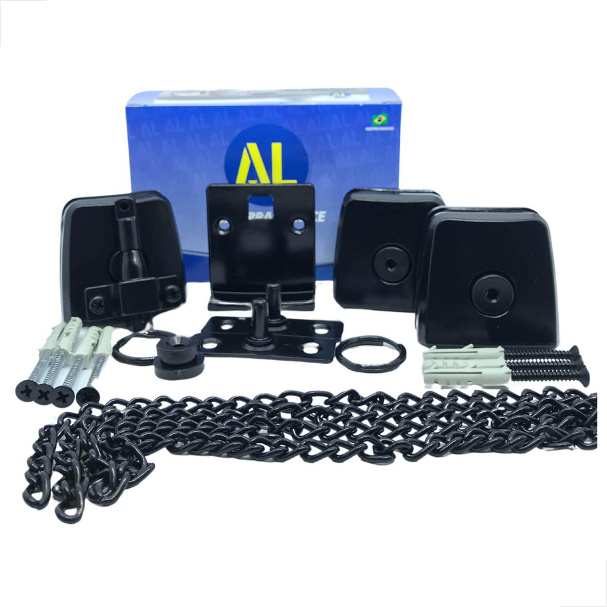 Kit 06 AL Janela Basculante Vidro Alvenaria Polímero - Preto