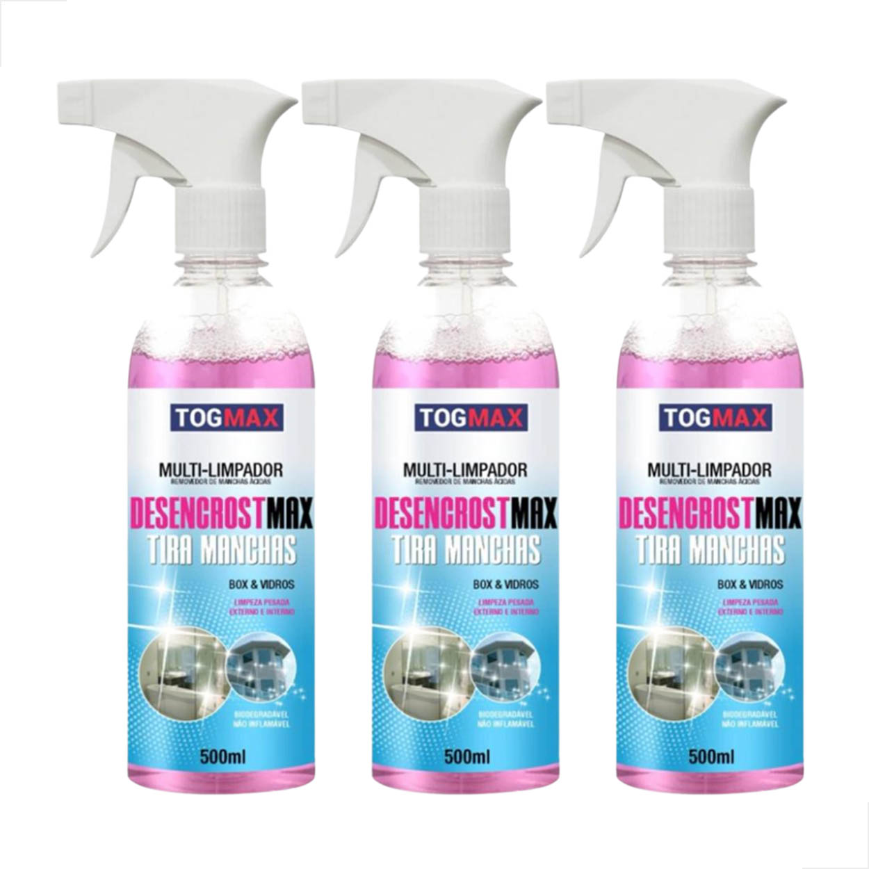 kit - Desencrost Limpeza Profunda Manchas Vidros 500ml 3 un