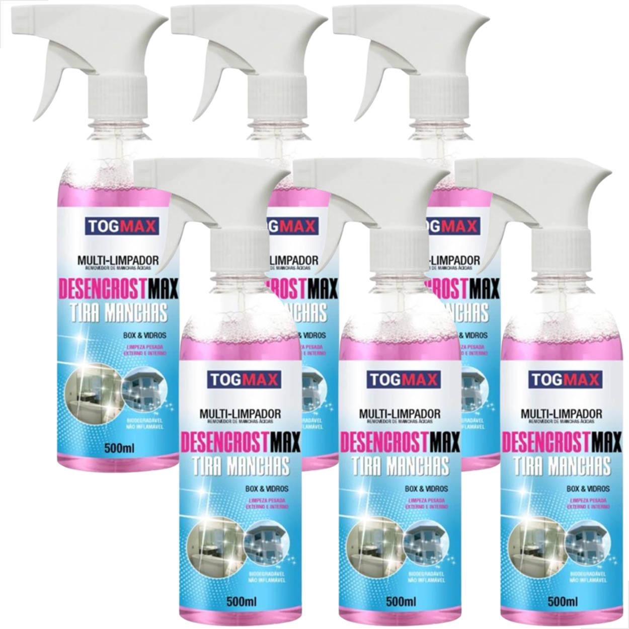 Kit - Desencrost Limpeze Profunda Manchas Vidros 500ml 6 un