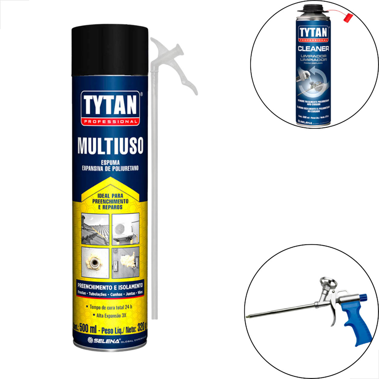 Kit Espuma Expansiva Multiuso Tytan Com Aplic30 e Limpador