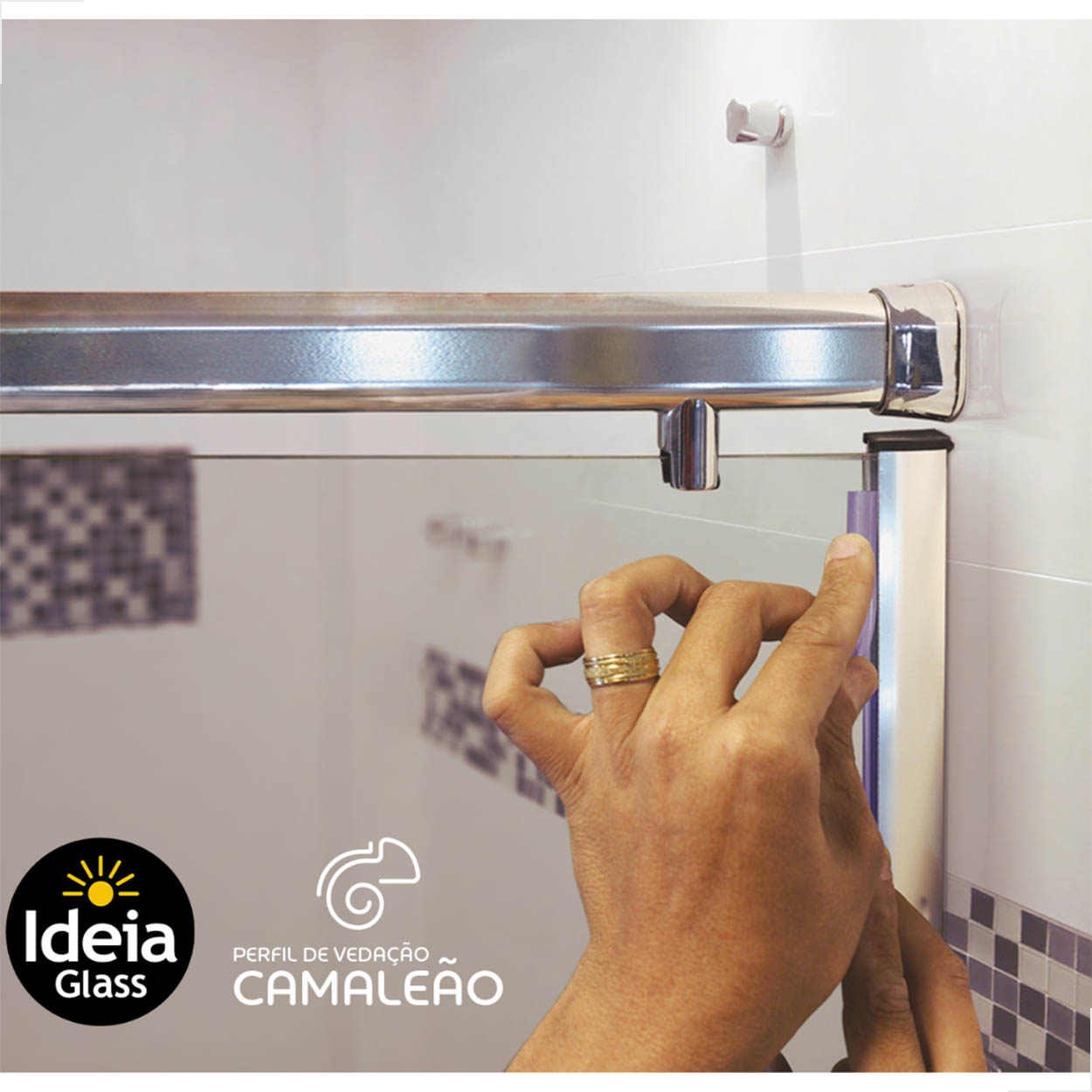 Perfil Camaleão Incolor Fixa Veda Fácil Vidro Rolo 50 Metros