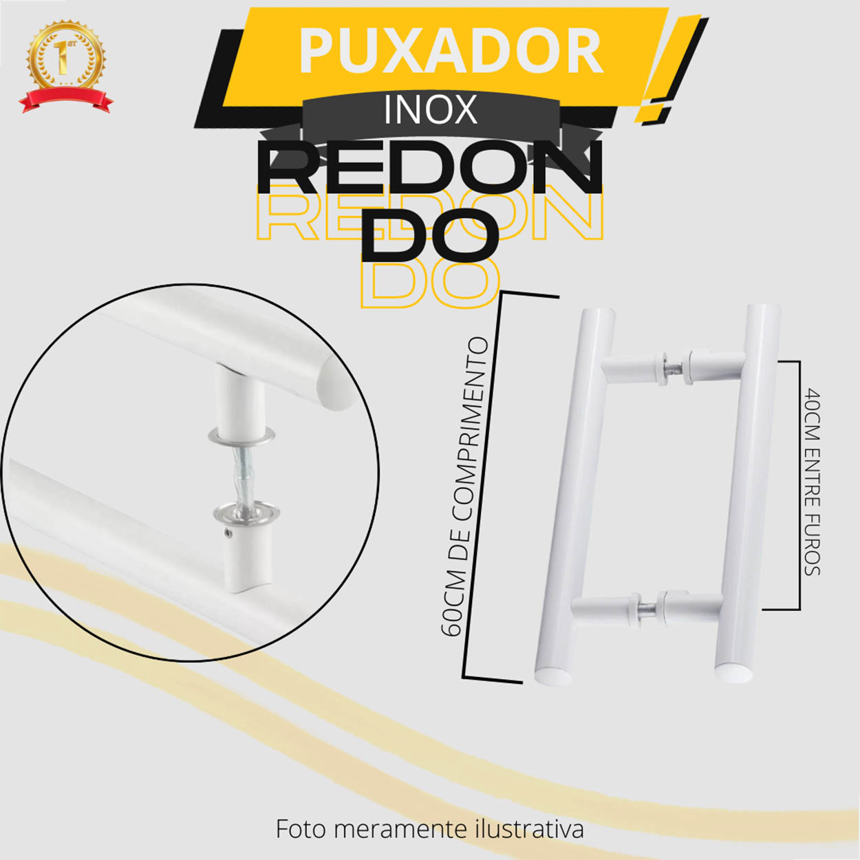 Puxador H Aluminio 600x400 Portas e Vidros Madeira Branco