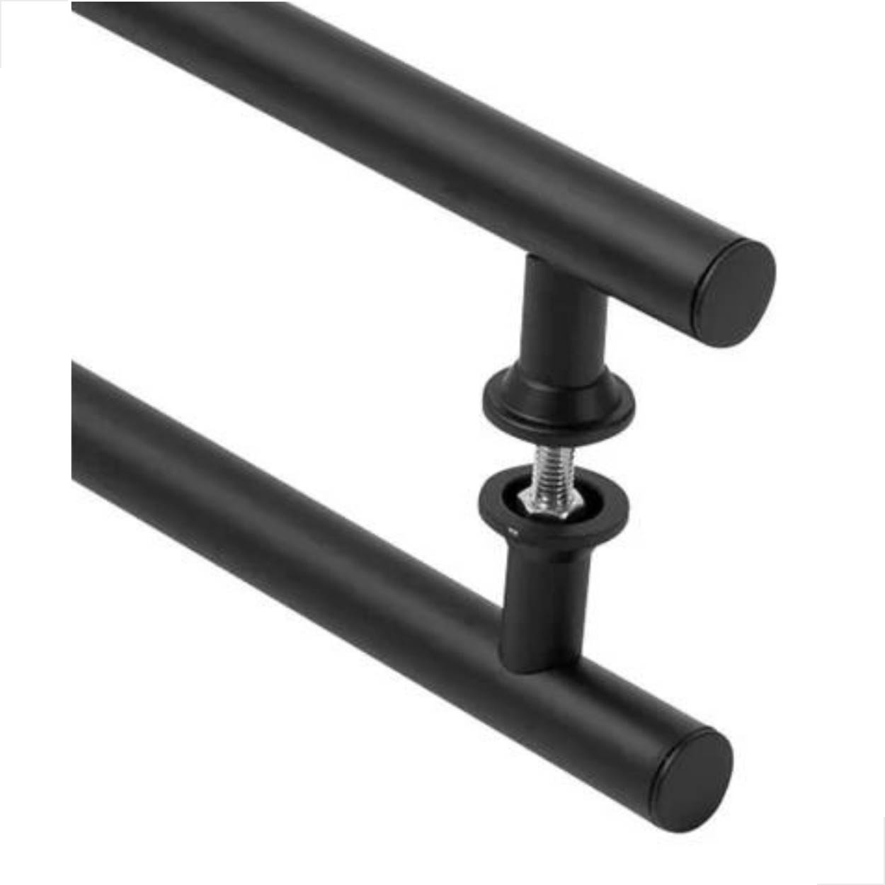 Puxador Alumínio H Redondo 100x90cm Para Porta Madeira Preto
